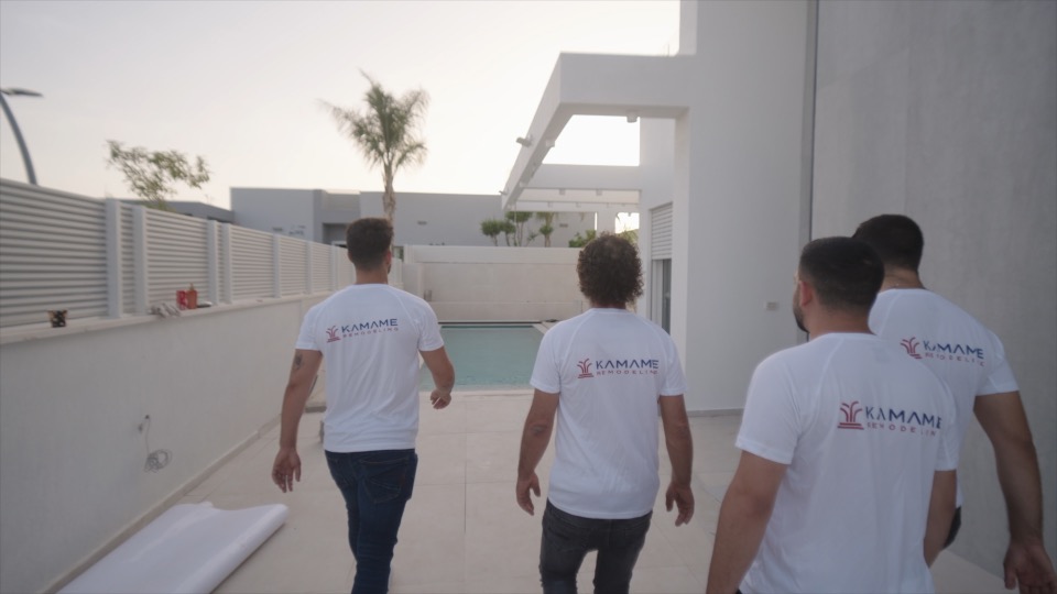 Kamame Remodeling crew on completed backyard remodel project in Orange County