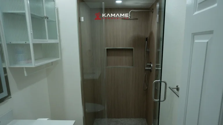 Glass shower enclosure installation — bathroom remodeling in Orange County